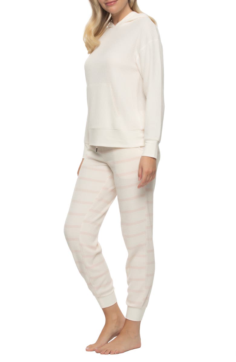 Felina Jolie Thermal Knit Hoodie Pajamas, Alternate, color, Whisper White