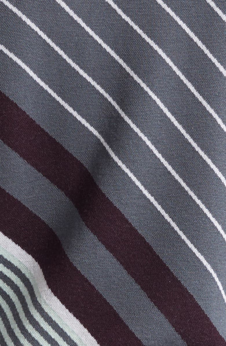 Casablanca Diagonal Stripe Merino Wool Quarter Zip Polo, Alternate, color, Aubergine