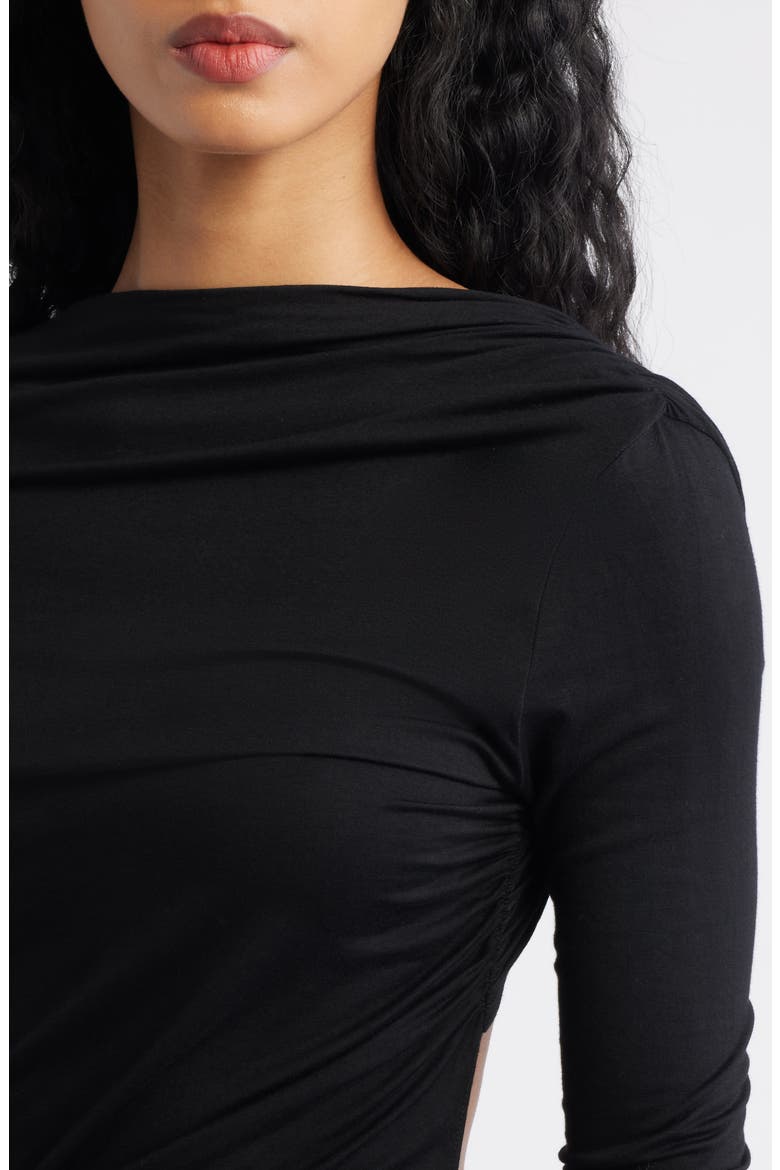 Romy Ruched Cocktail Minidress, Alternate, color, BLACK