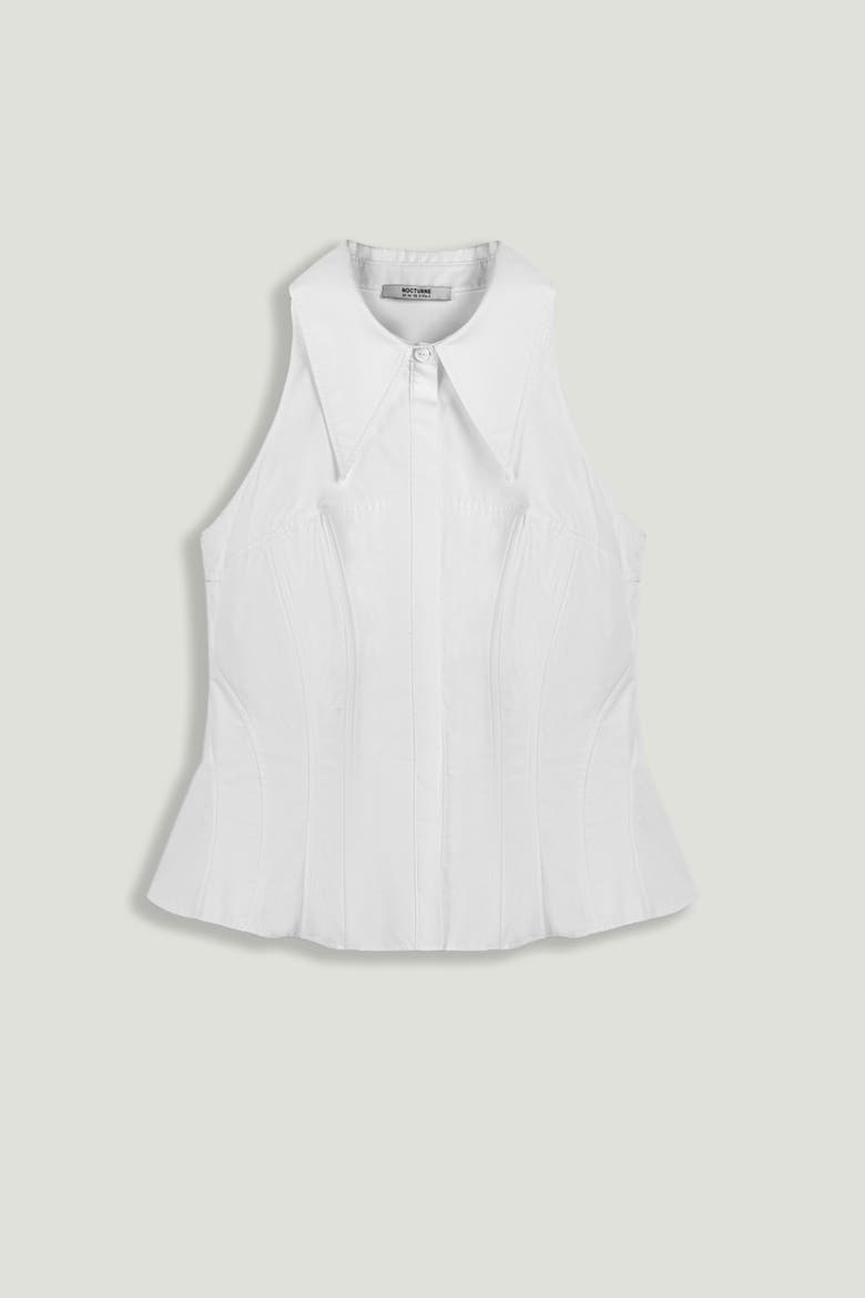 Sleeveless Sculpted Shirt, Alternate, color, White