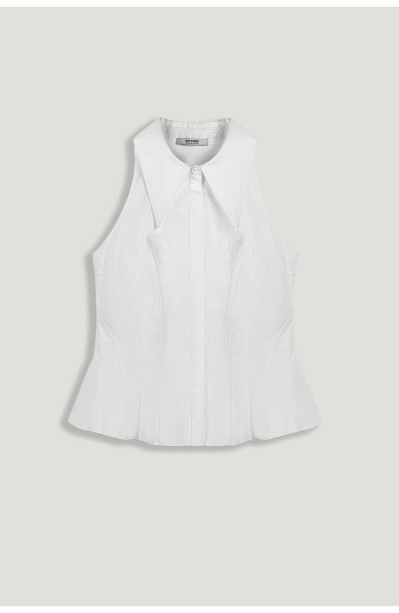 Nocturne Sleeveless Sculpted Shirt, Alternate, color, White