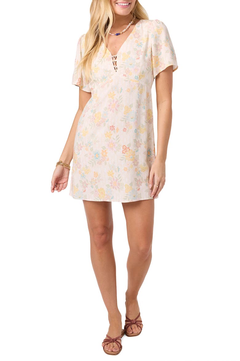 Robin Floral Minidress, Alternate, color, TAPIOCA