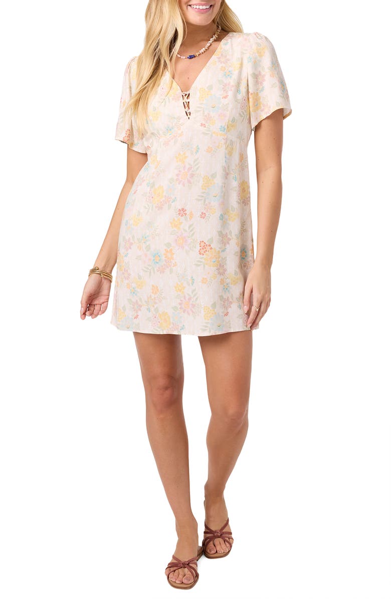 O'Neill Robin Floral Minidress, Alternate, color, Tapioca