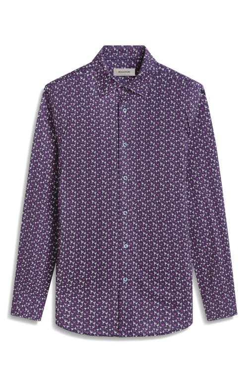 Bugatchi James Ooohcotton® Martini Print Button-up Shirt In Plum
