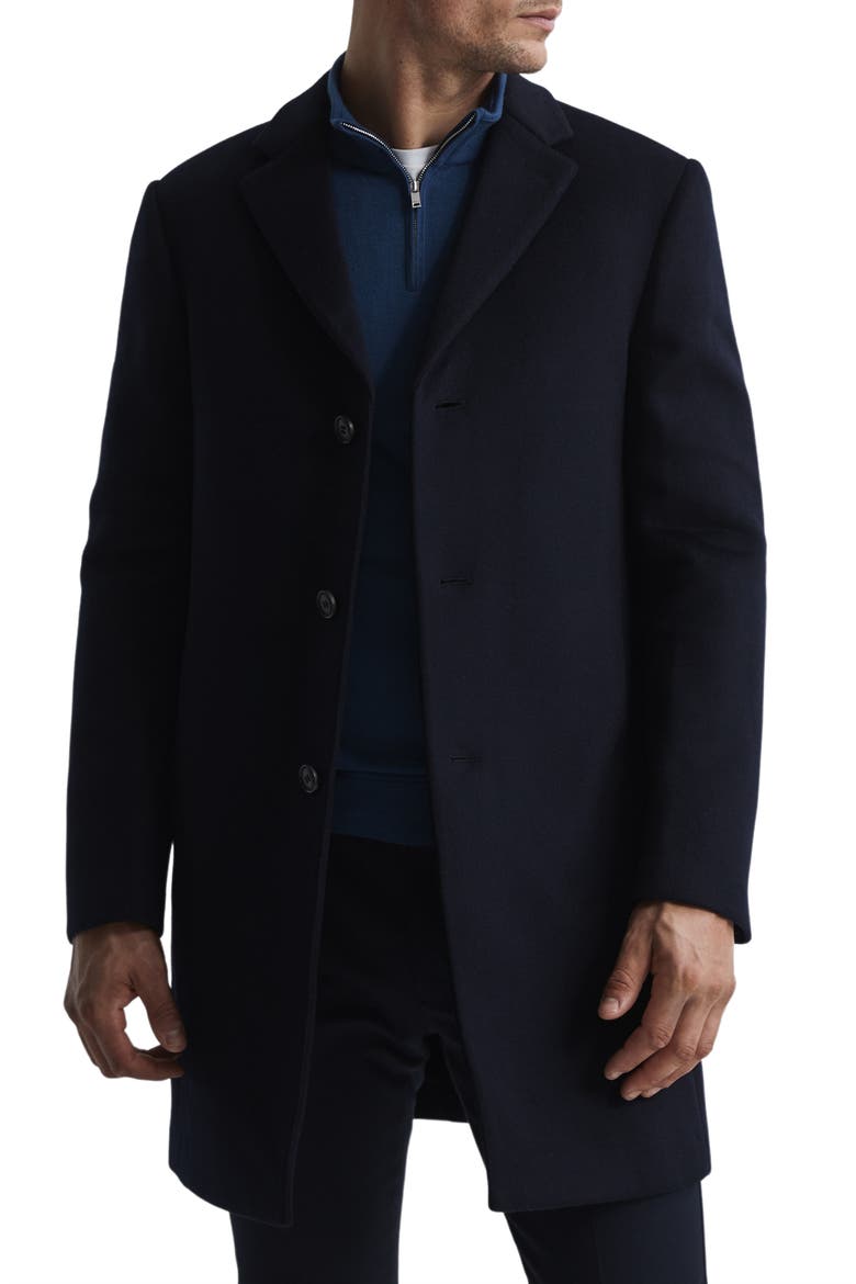 Gable Wool Blend Overcoat, Main, color, NAVY