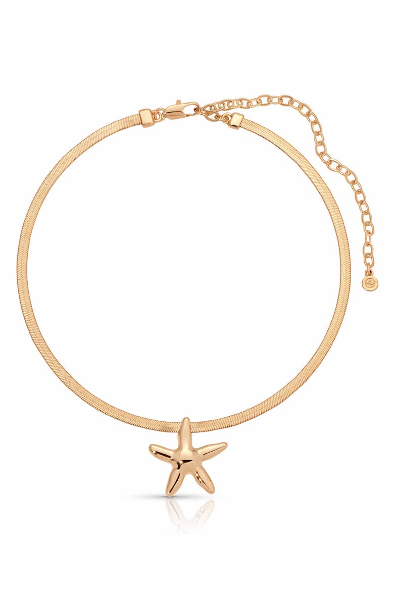 Mermaid Cove Smooth Starfish Pendant Necklace, Main, color, GOLD