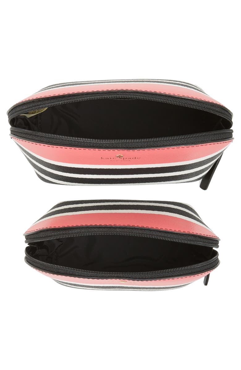 Kate Spade New York hyde lane stripe abalene set of 2 faux leather pouches, Alternate, color, 