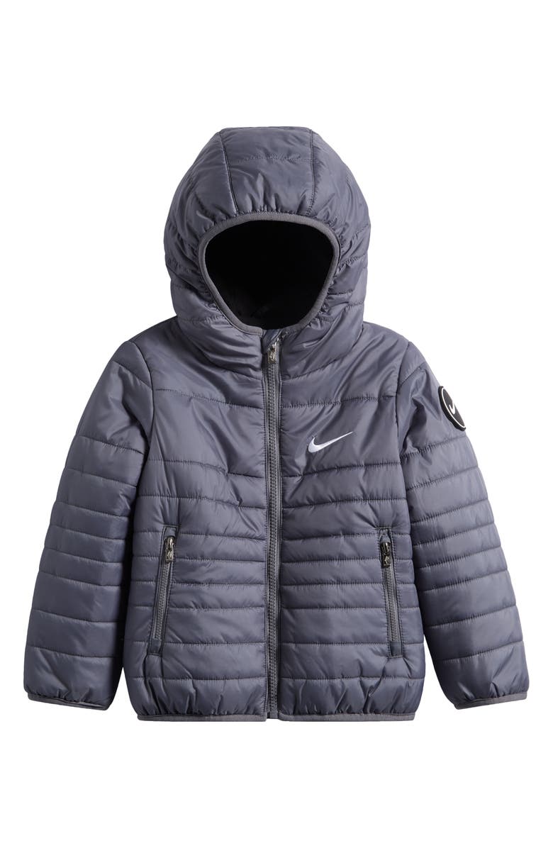 Nike Kids' Midweight Hooded Puffer Jacket, Main, color, Smoke Grey