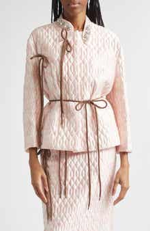Quilted Floral Offset Fragment Collar Jacket