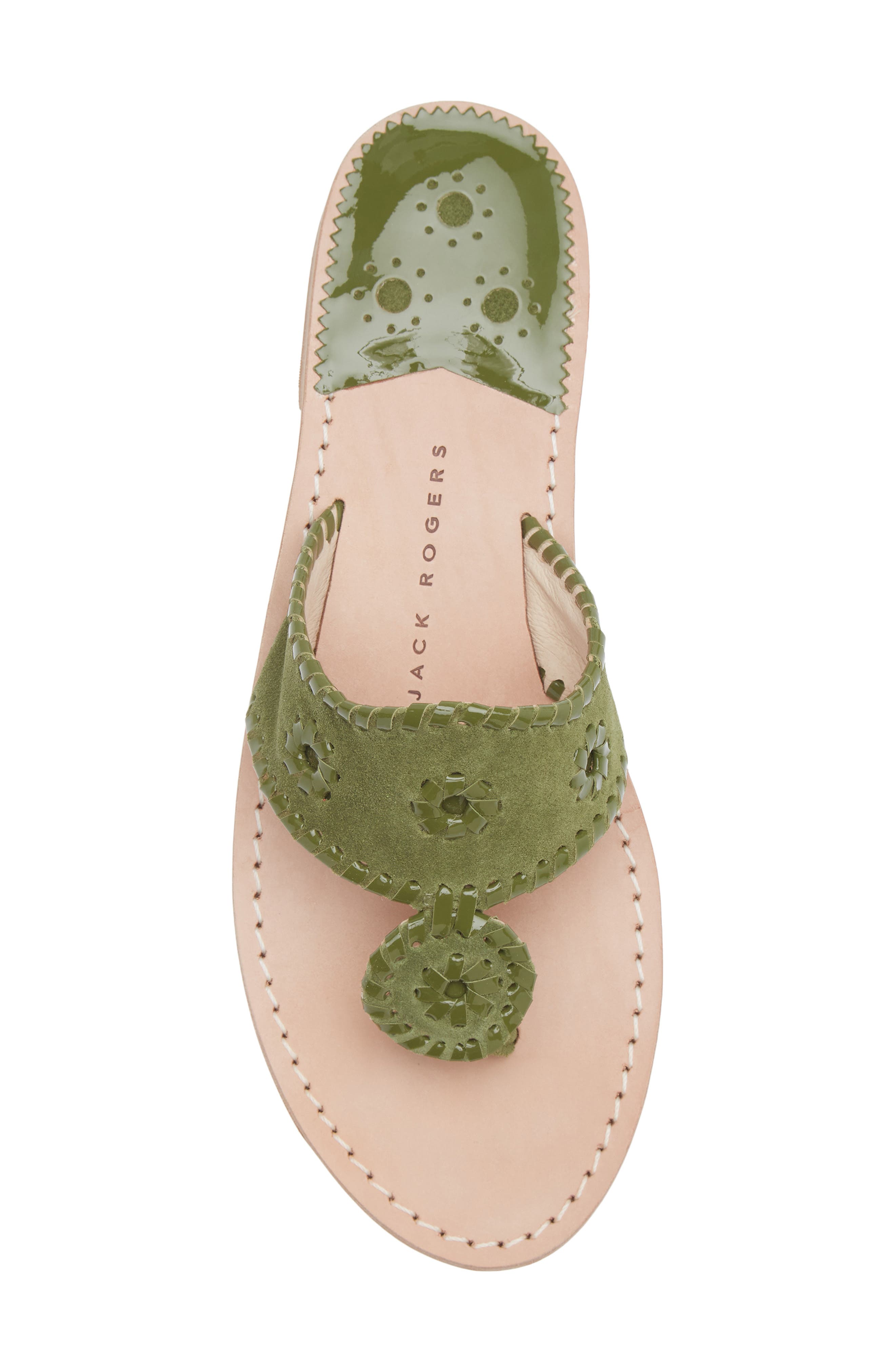 Jack Rogers Jacks Flat Leather Sandal, Alternate, color, Olive