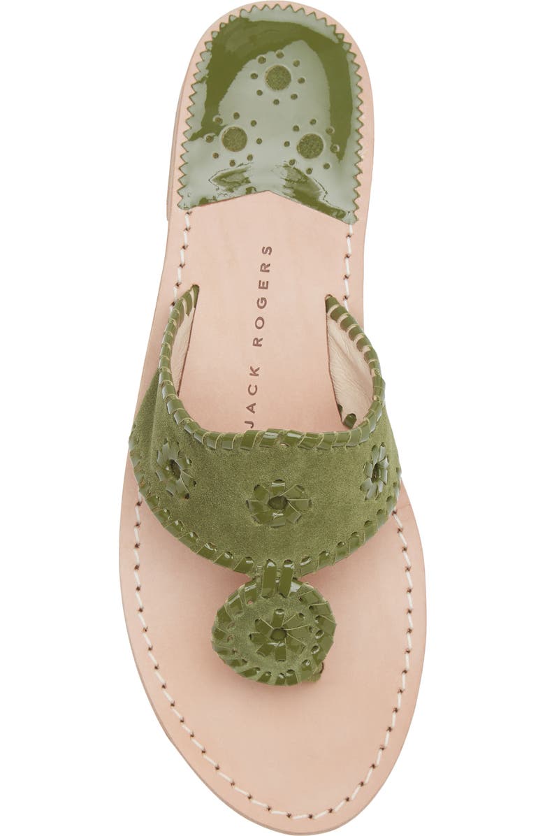 Jack Rogers Jacks Flat Leather Sandal, Alternate, color, Olive