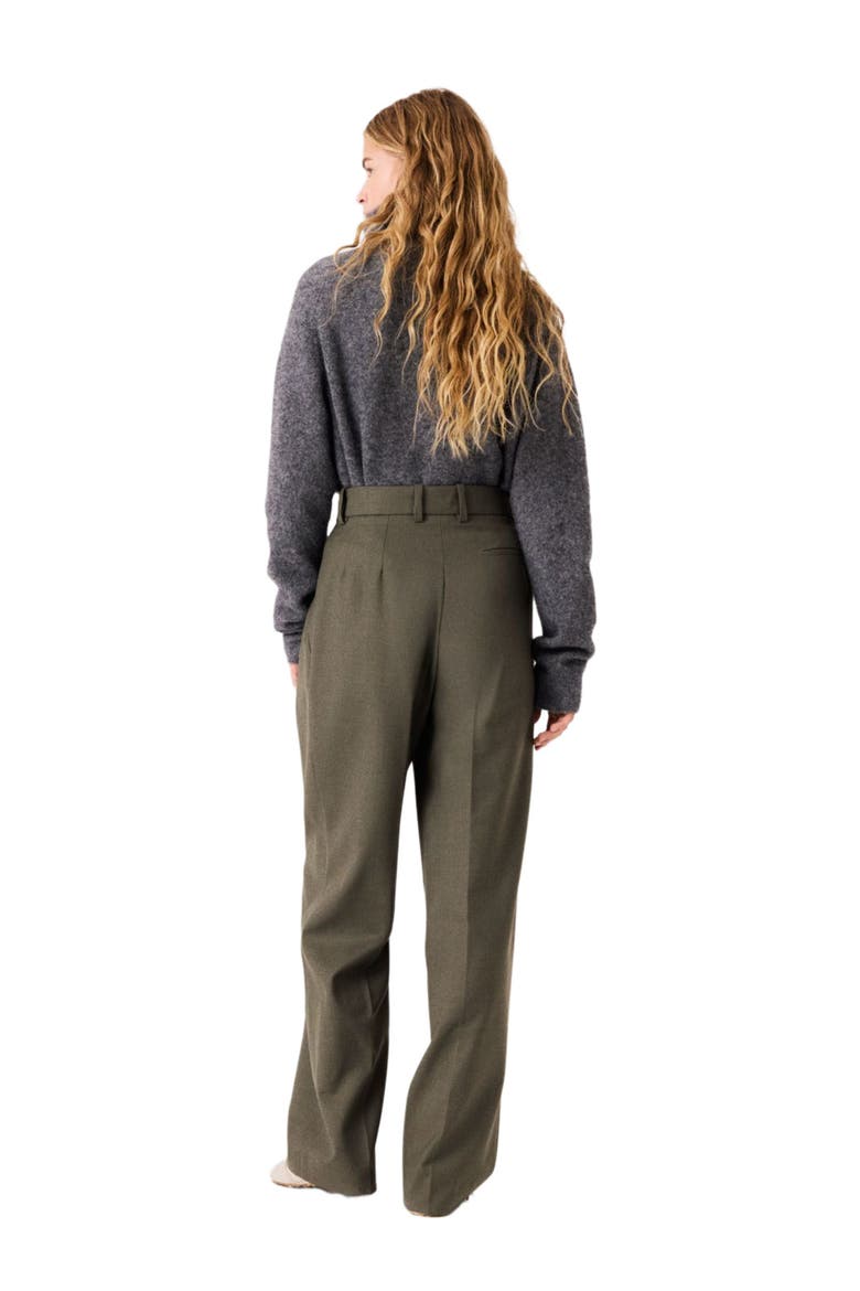 Wide-leg suit trousers with pleats, Alternate, color, Khaki