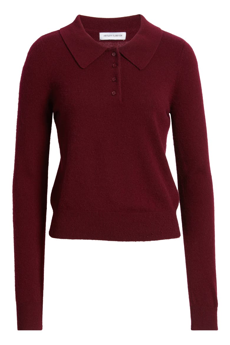 Tove Wool & Cashmere Polo Sweater, Alternate, color, MERLOT