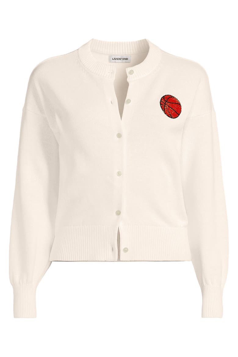 Cotton Embellished Cardigan Sweater, Alternate, color, Basketball/Fresh Ivory