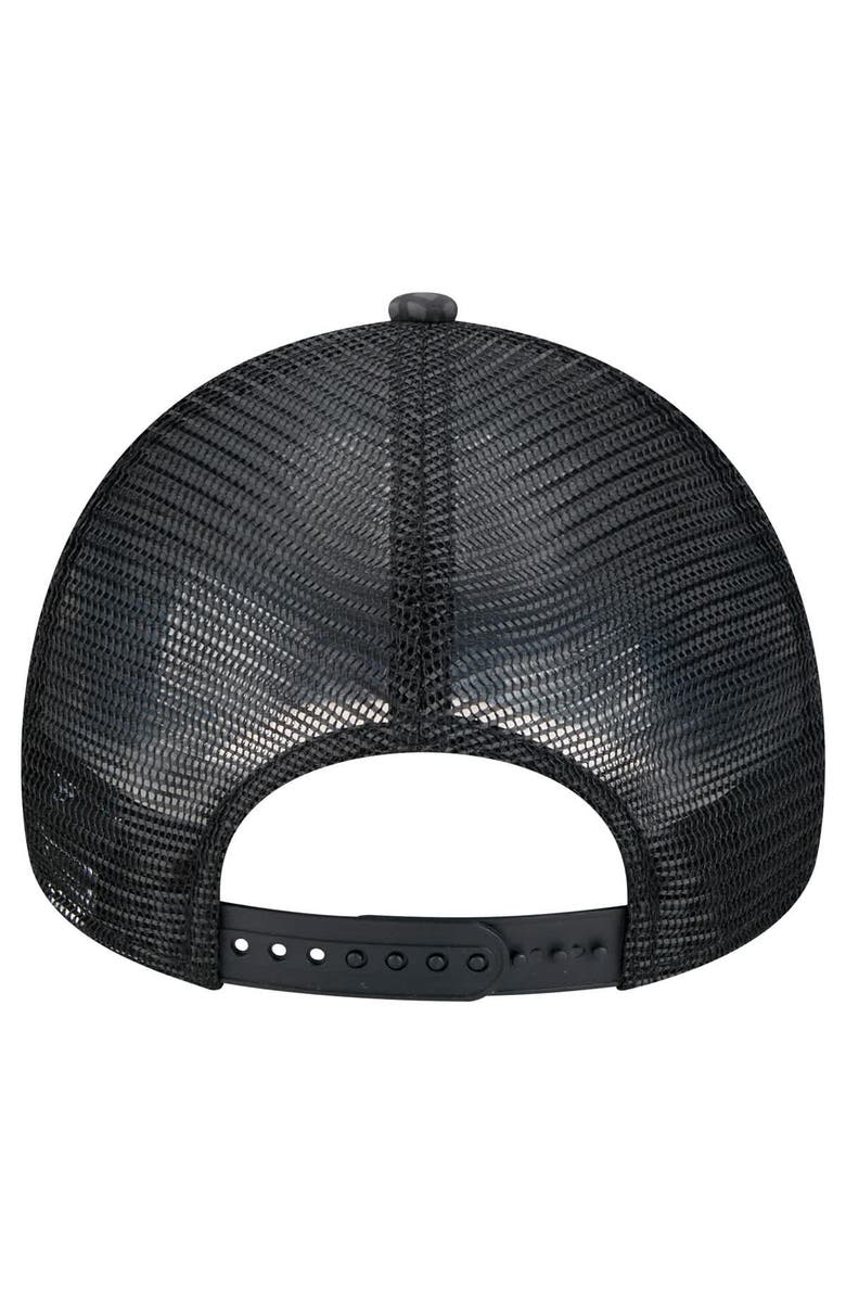 New Era Men's New Era Black Carolina Panthers  Midnight Ink Tonal Text A-Frame Trucker 9FORTY Adjustable Hat, Alternate, color, 