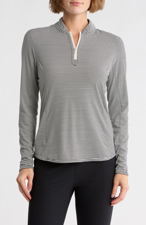 Vista Stripe Long Sleeve Quarter Zip Top
