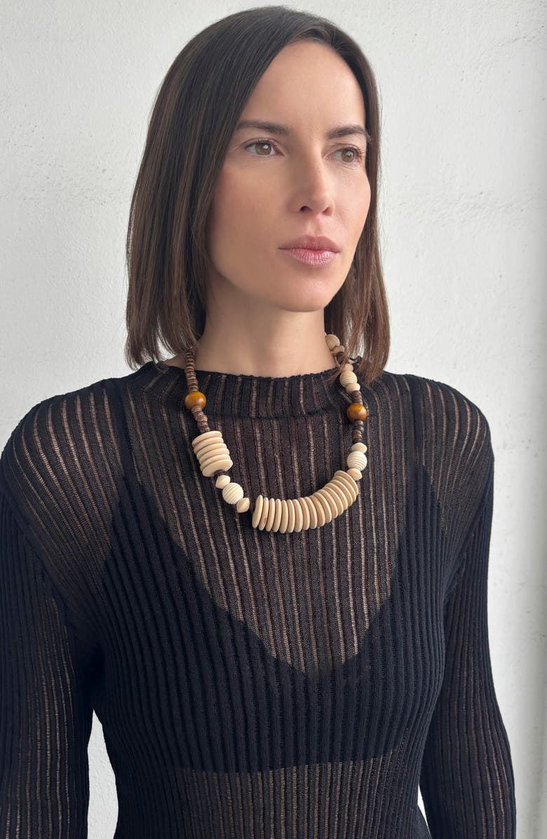 Adornia Mixed Wooden Bead Necklace, Alternate, color, 