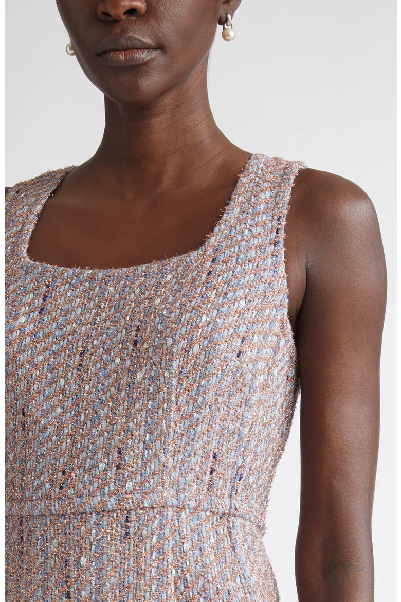 Lena Metallic Tweed Sheath Dress, Alternate, color, PERIWINKLE/ ROSE LUREX MULTI