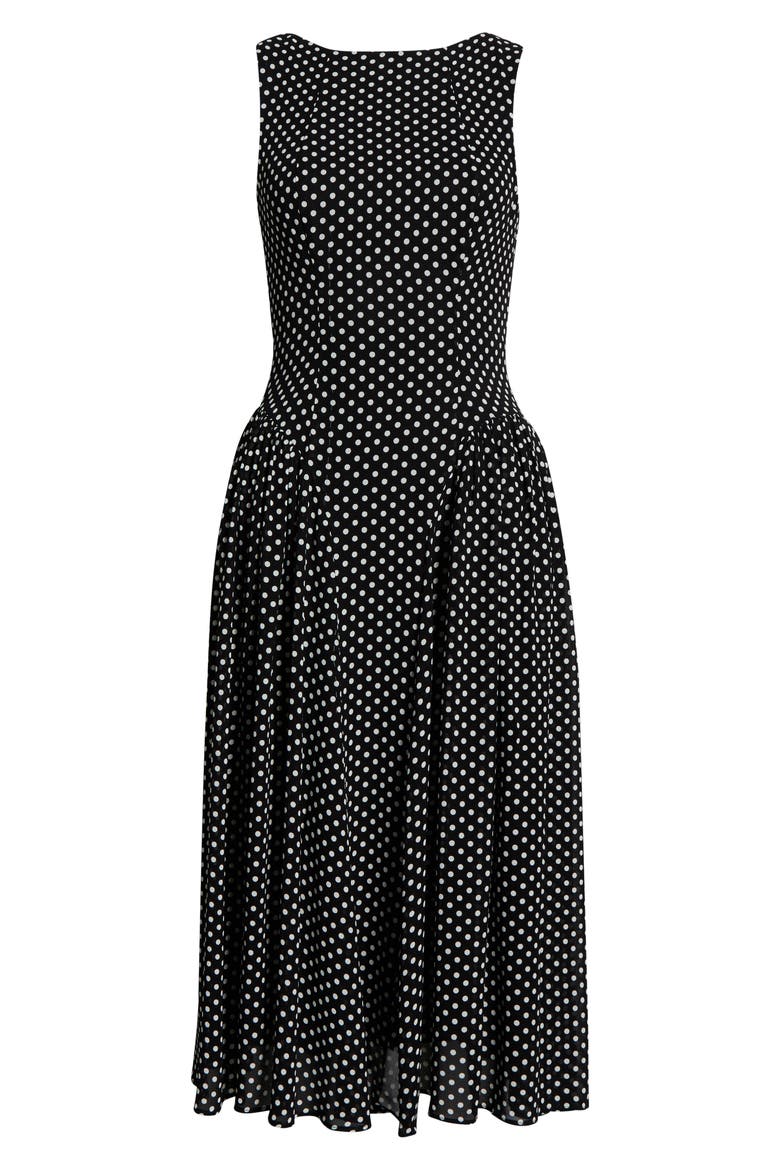 Anelis Polka Dot Sleeveless Fit & Flare Dress, Alternate, color, CAVIAR DOT