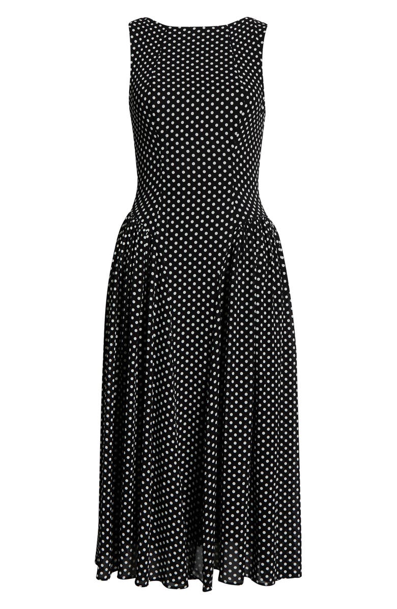 Reformation Anelis Polka Dot Sleeveless Fit & Flare Dress, Alternate, color, Caviar Dot