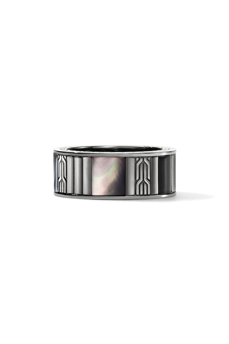 Carved Chain Band Ring, 9.5mm, Main, color, DARK SILVER