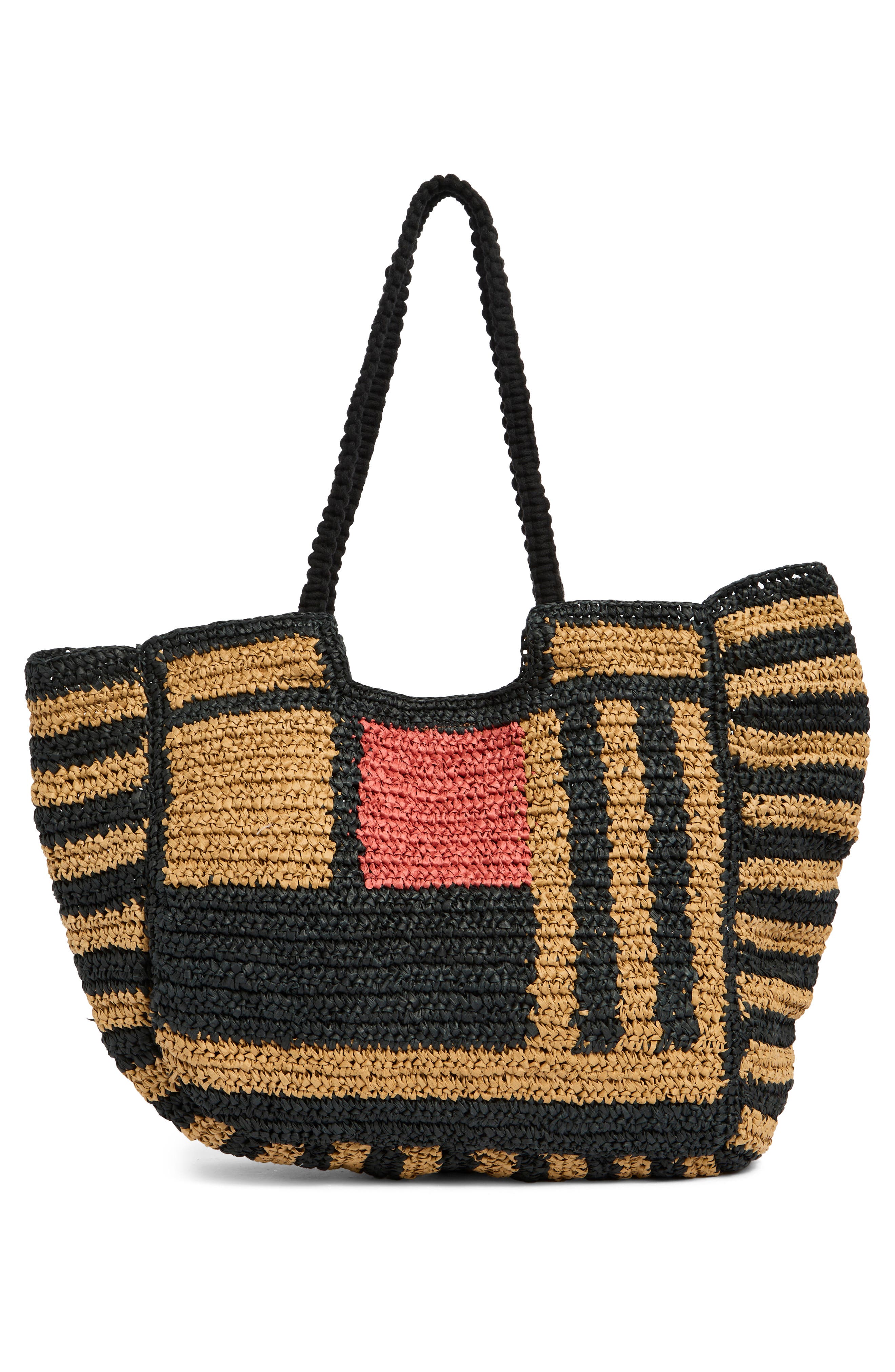 Collection XIIX Stripe Raffia Tote Bag, Alternate, color, Rust Multi
