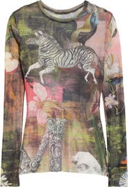 MONSE Mixed Print Mesh Top