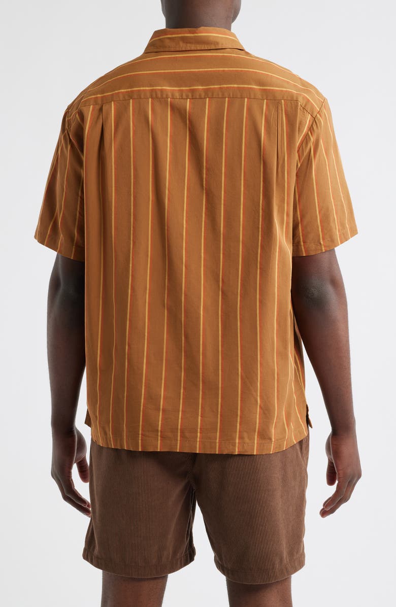 Brixton Cru Oxford Stripe Short Sleeve Cotton Blend Button-Up Shirt, Alternate, color, 