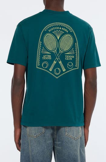 “Scotch & Soda”フロントアートワークTシャツ Teal Scotch & Soda Men's T Shirt Cold Dyed Artwork Short Sleeve