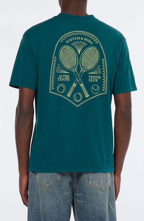 Scotch & Soda Tennis Club Graphic T-shirt In Pitch Green