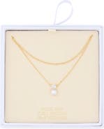 NORDSTROM RACK Cubic Zirconia & Faux Pearl Pendant Necklace