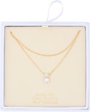 NORDSTROM RACK Cubic Zirconia & Faux Pearl Pendant Necklace