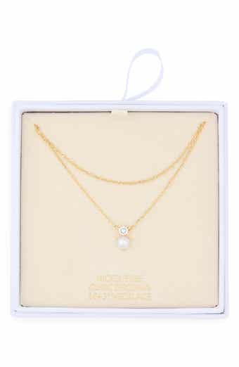 Cubic Zirconia & Faux Pearl Pendant Necklace