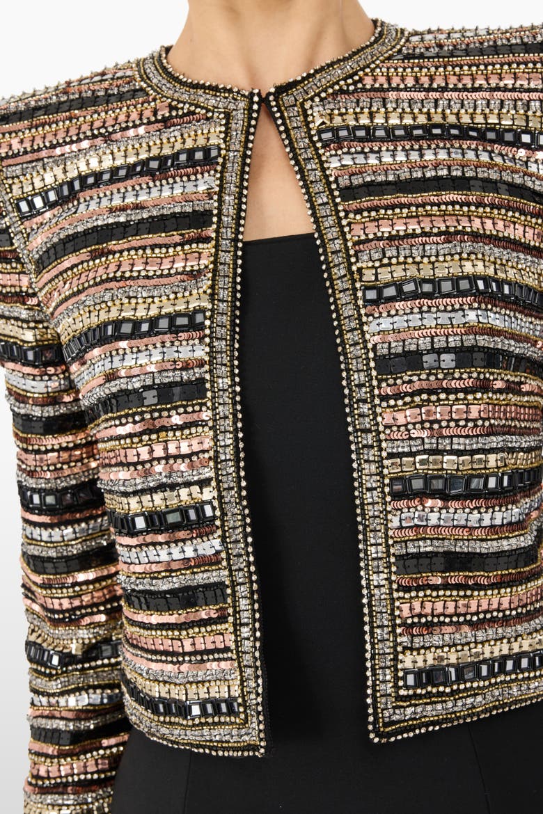 Alma Beaded Jacket, Alternate, color, Liquorice