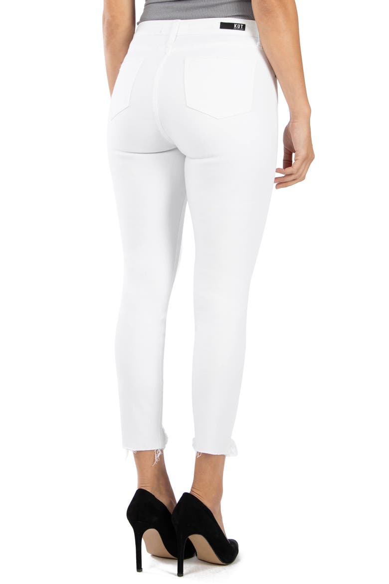 Connie High Waist Chew Hem Ankle Skinny Jeans, Alternate, color, OPTIC WHITE