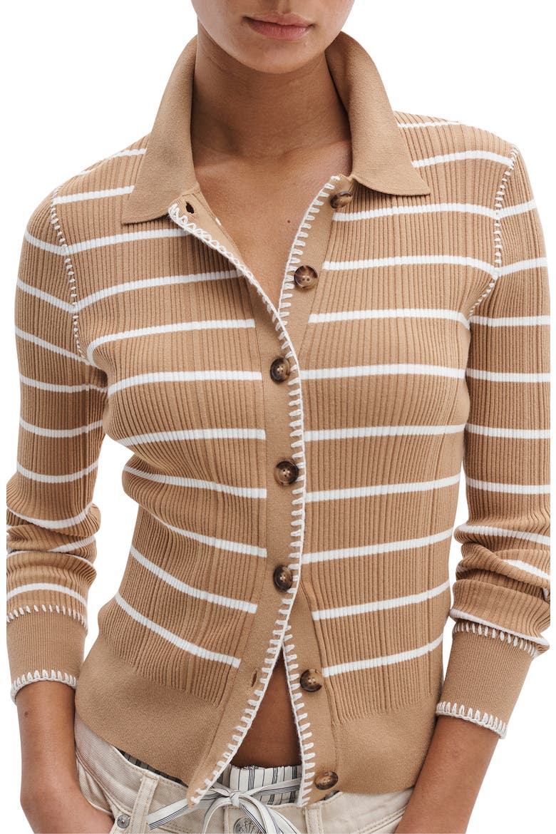 Harper Stripe Cardigan, Alternate, color, CAMEL