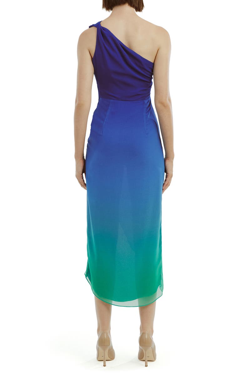 Bardot Christina Ombré Side Tie One-Shoulder Midi Dress, Alternate, color, 