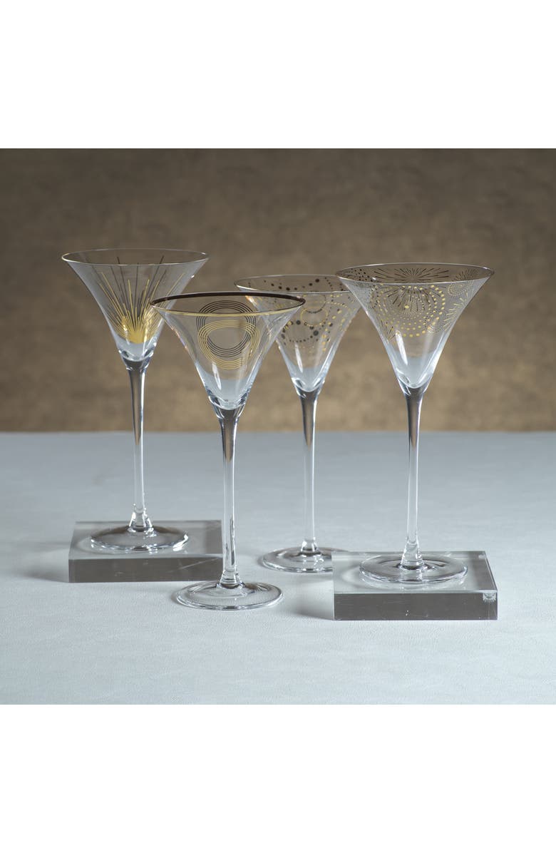 Zodax Festivity Set of 4 Martini Glasses, Alternate, color, Gold