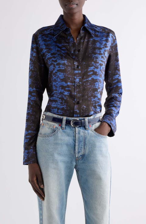 Fetina Silk Button Front Shirt
