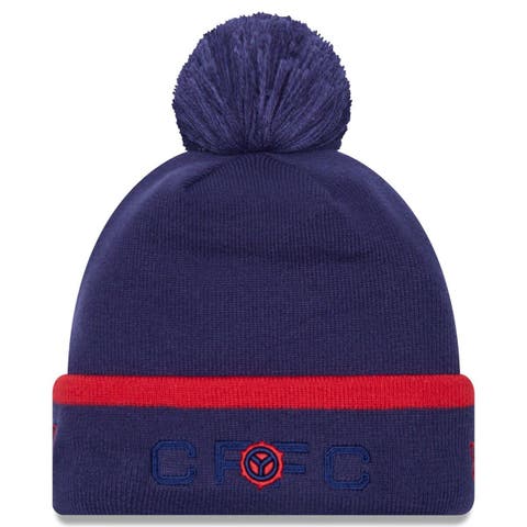 Men's New Era Navy Chicago Fire Wordmark Kick Off Cuffed Knit Hat with Pom