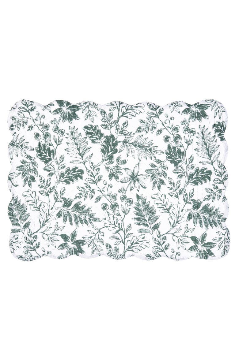 Everview Sage 100% Cotton Quilted Set of 6 Placemats 13" x 19", Alternate, color, White