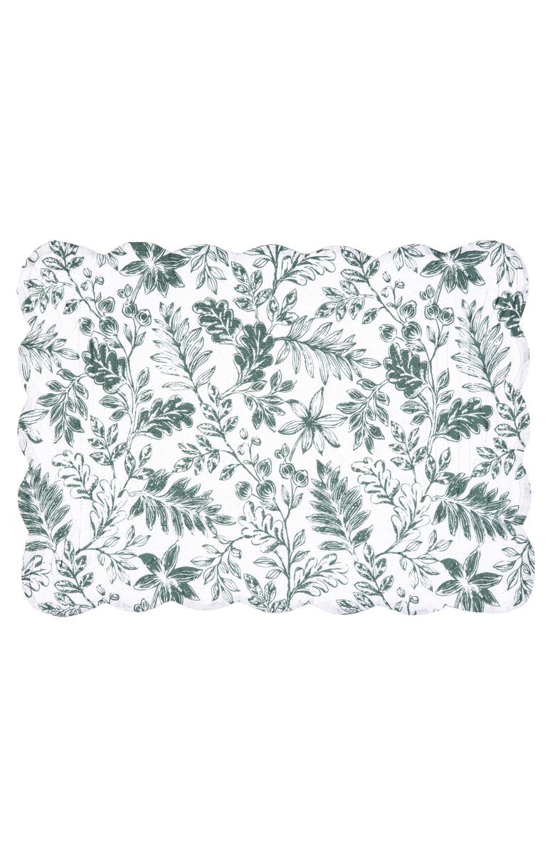 C&F Home Everview Sage 100% Cotton Quilted Set of 6 Placemats 13" x 19", Alternate, color, White