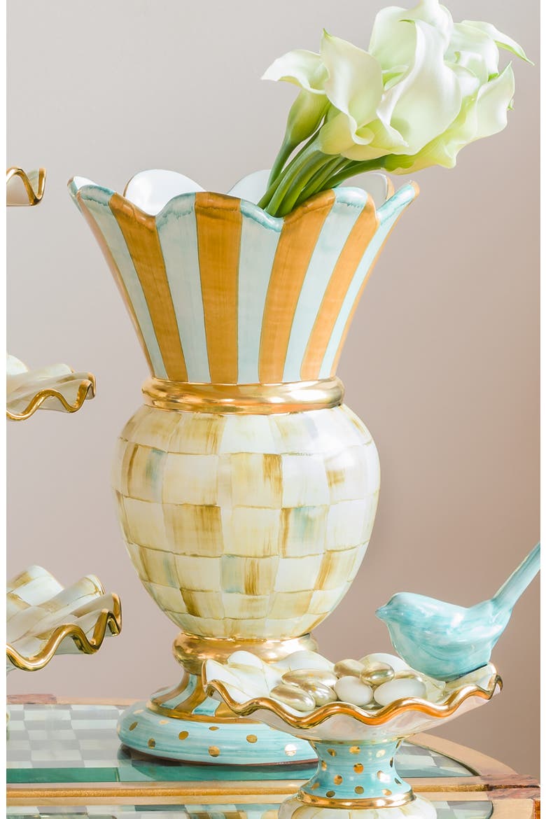 Parchment Check Great Ceramic Vase, Alternate, color, MULTI