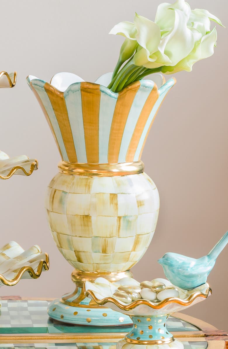 MACKENZIE CHILDS Parchment Check Great Ceramic Vase, Alternate, color, Multi