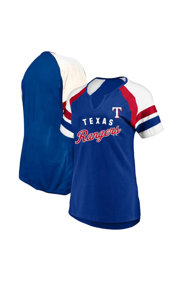 PROFILE Women's Profile  Royal Texas Rangers Arched Notch Neck T-Shirt, Alternate, color, 