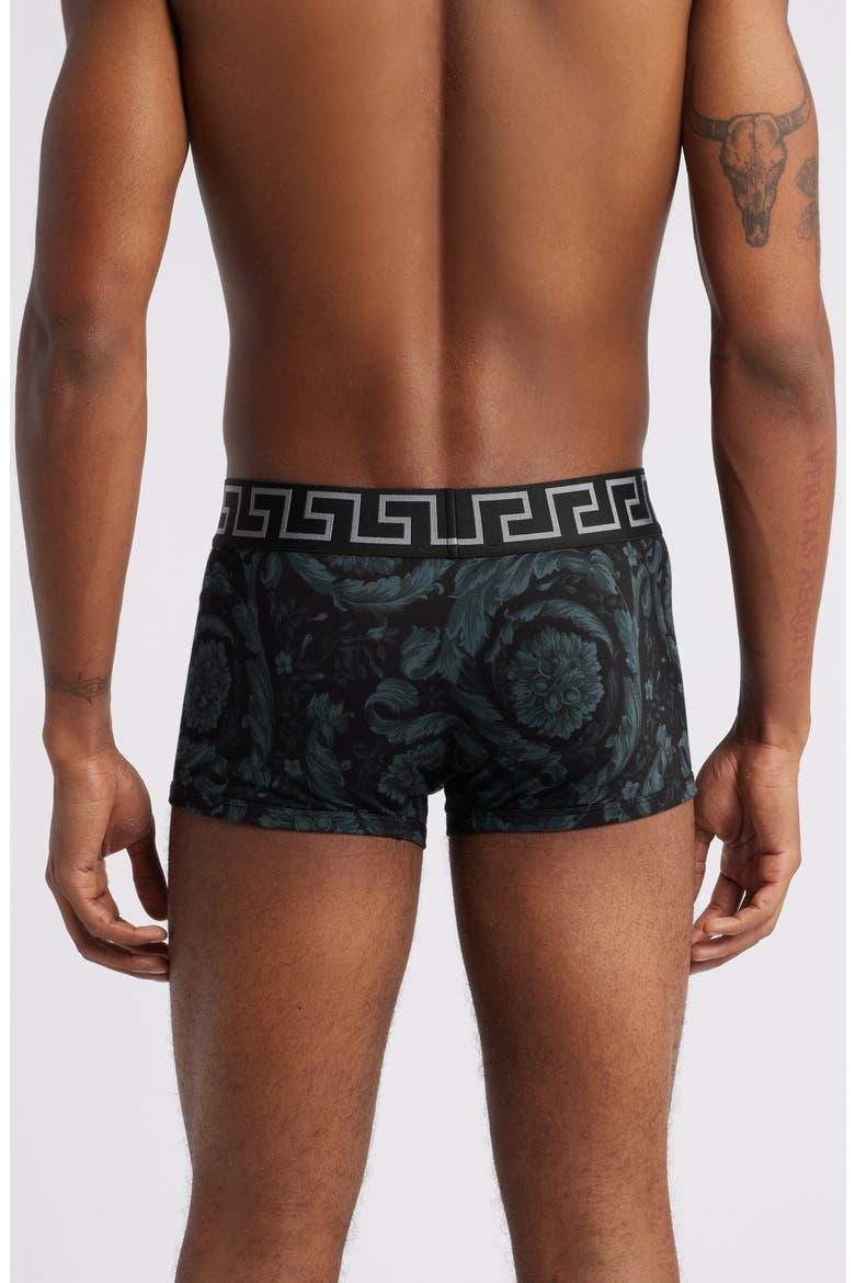Barocco Stretch Cotton Trunks, Alternate, color, BLACK GREY