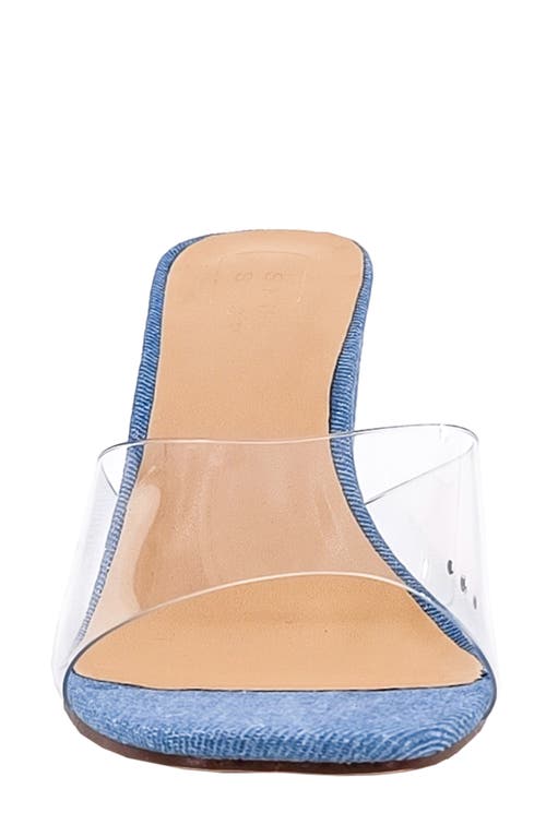 Shushop Frida Block Heel Slide Sandal In Denim