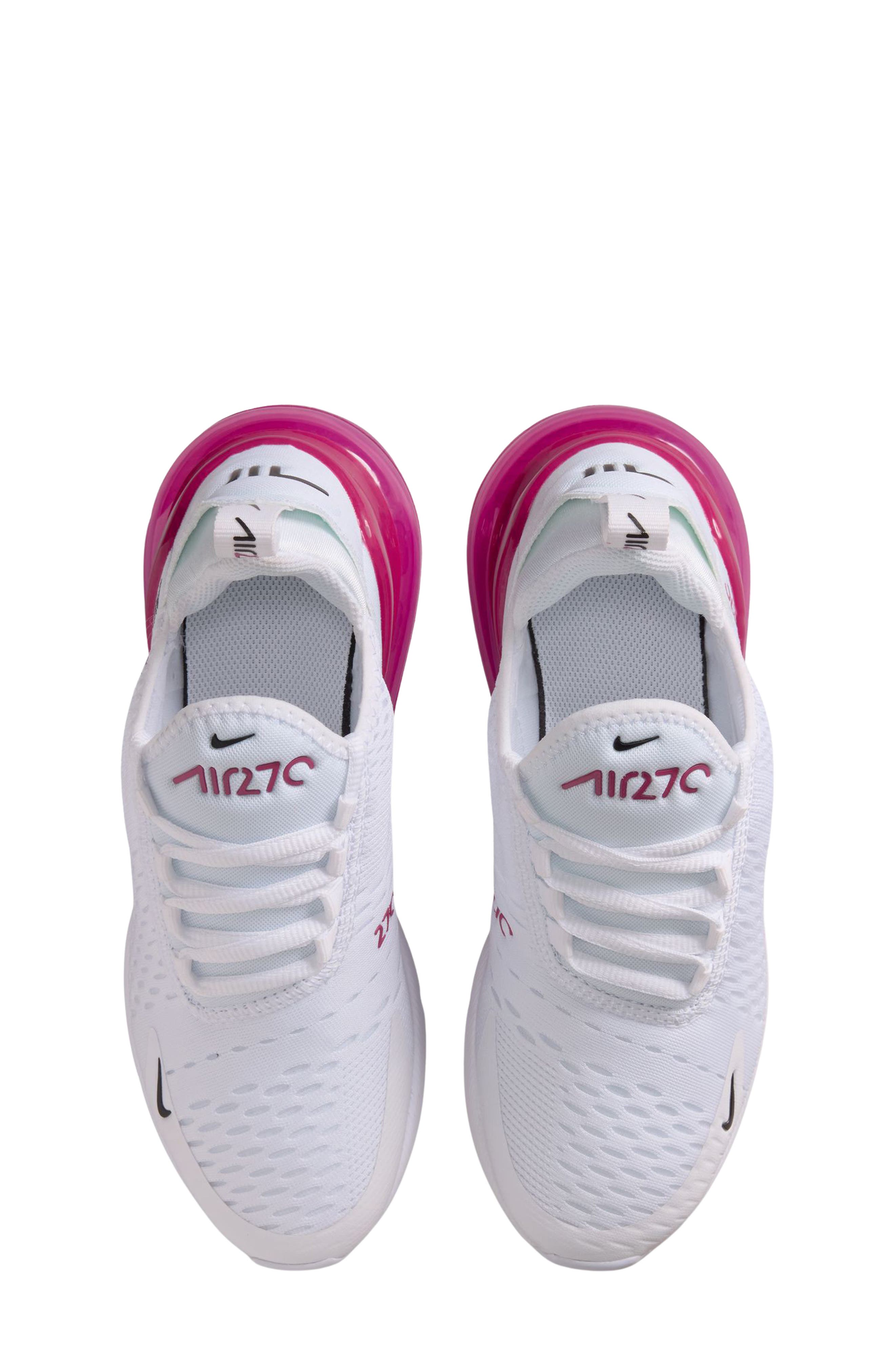 Kids' Air Max 270 Sneaker, Alternate, color, WHITE/ SWEET BEET/ BLACK
