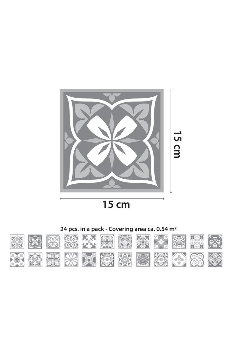 WALPLUS Purbeck Stone 72-Piece Tile Sticker Set, Alternate, color, White/ Grey