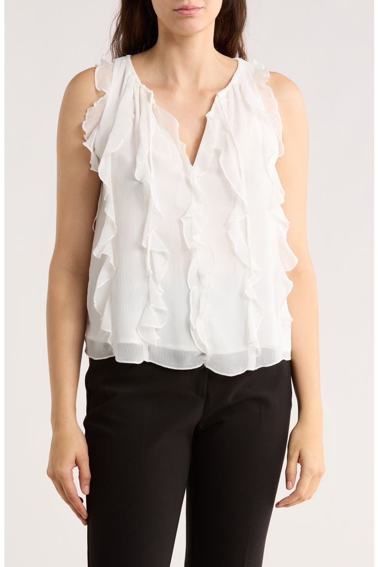 Ruffle Sleeveless Top, Main, color, NEW IVORY